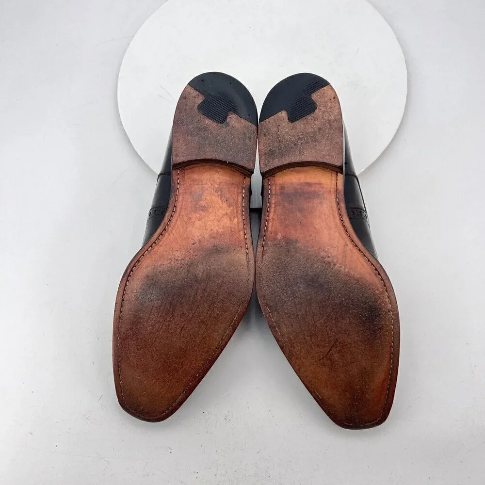 Allen Edmonds Tresana Men Size 9.5EEE Black Leather Wingtip Derby Dress Shoes